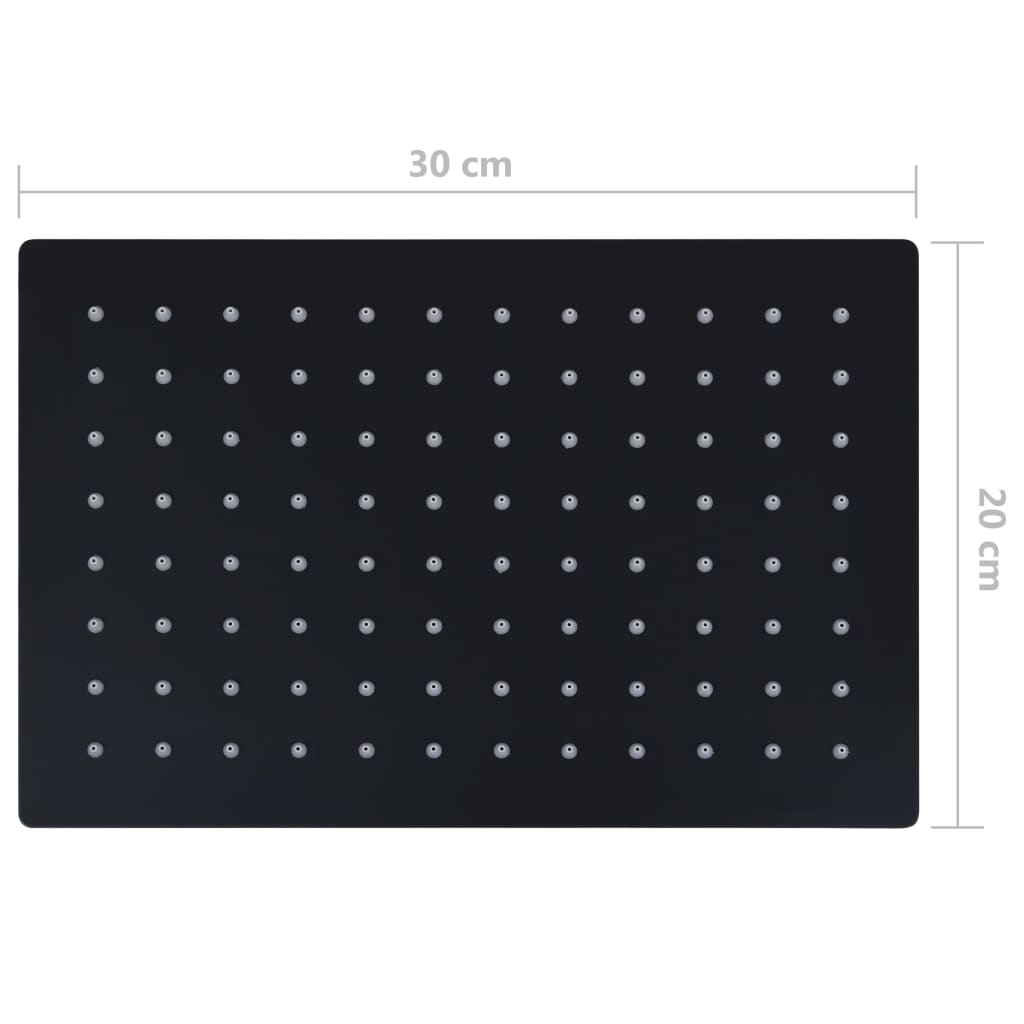 vidaXL Pomme de douche pluie Inox 30x20 cm Rectangulaire Noir