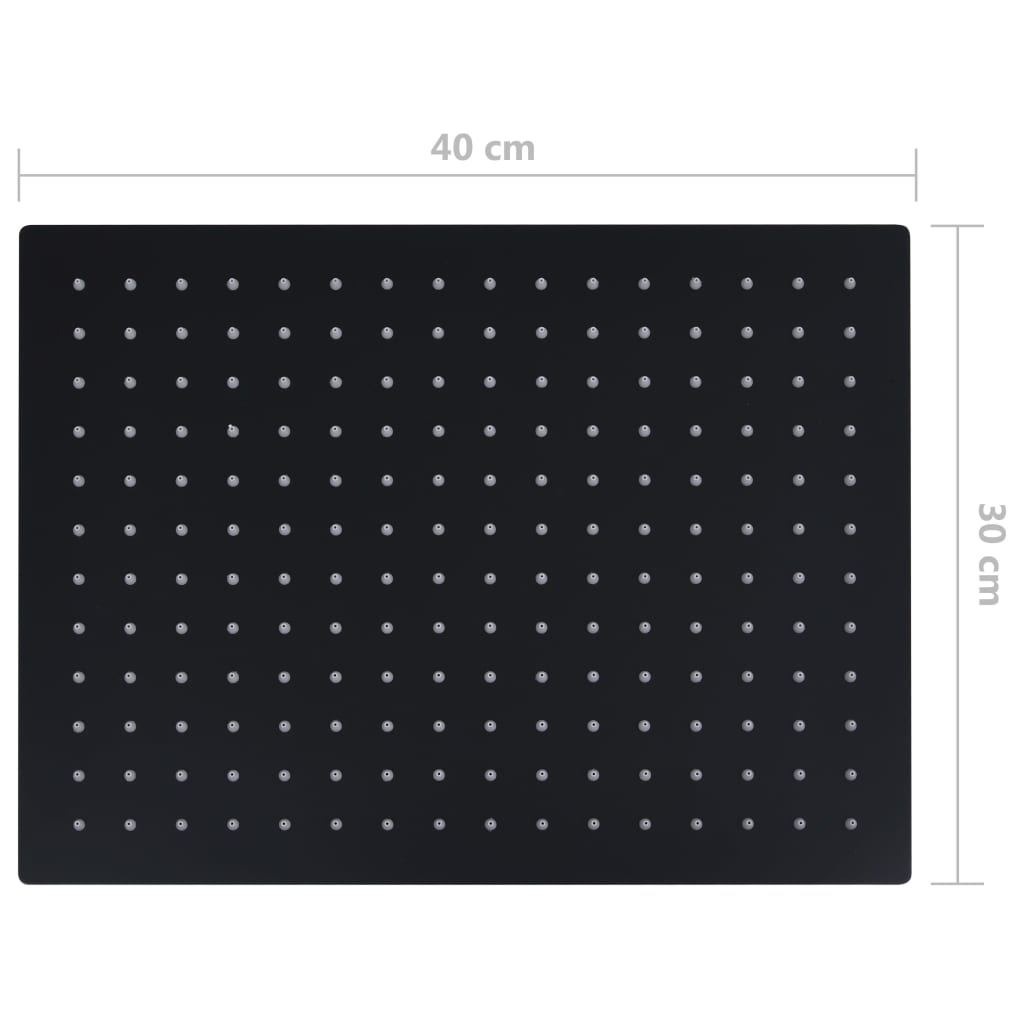 vidaXL Pomme de douche pluie Inox 40x30 cm Rectangulaire Noir