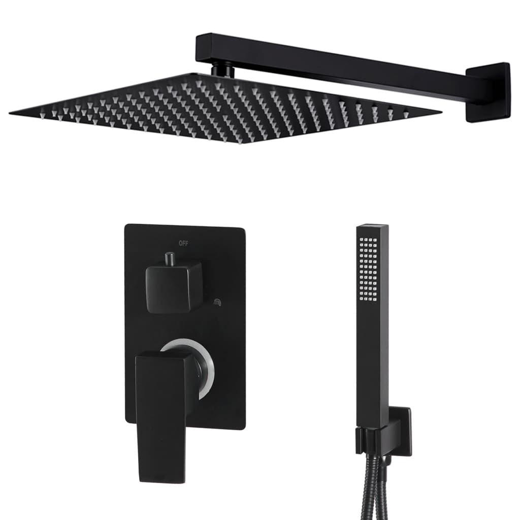 vidaXL Système de douche Acier inoxydable 201 Noir