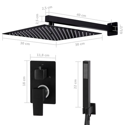 vidaXL Système de douche Acier inoxydable 201 Noir