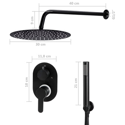 vidaXL Système de douche Acier inoxydable 201 Noir