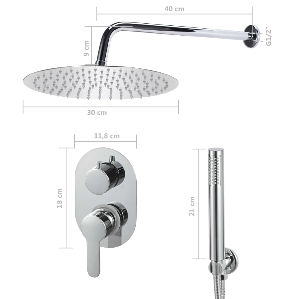 vidaXL Système de douche Acier inoxydable 201 Argenté
