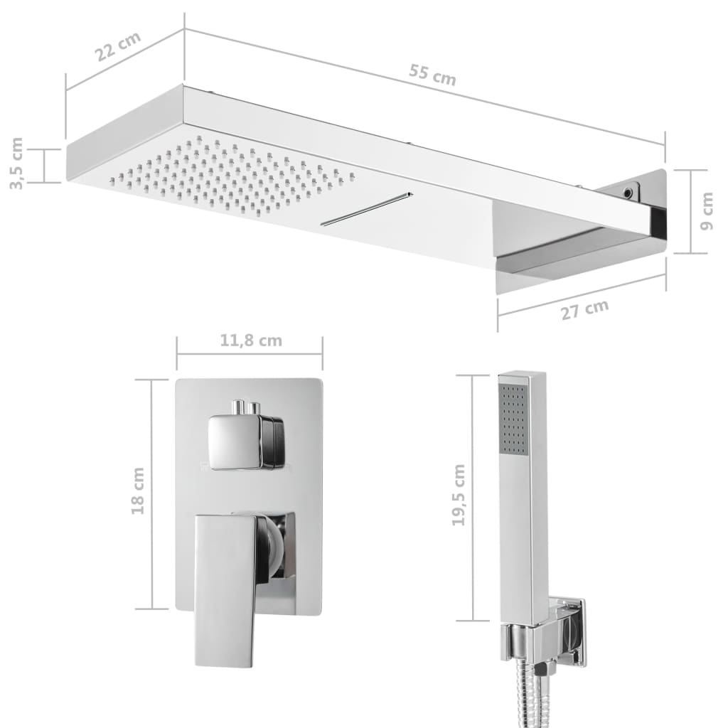 vidaXL Système de douche Acier inoxydable 201 Argenté