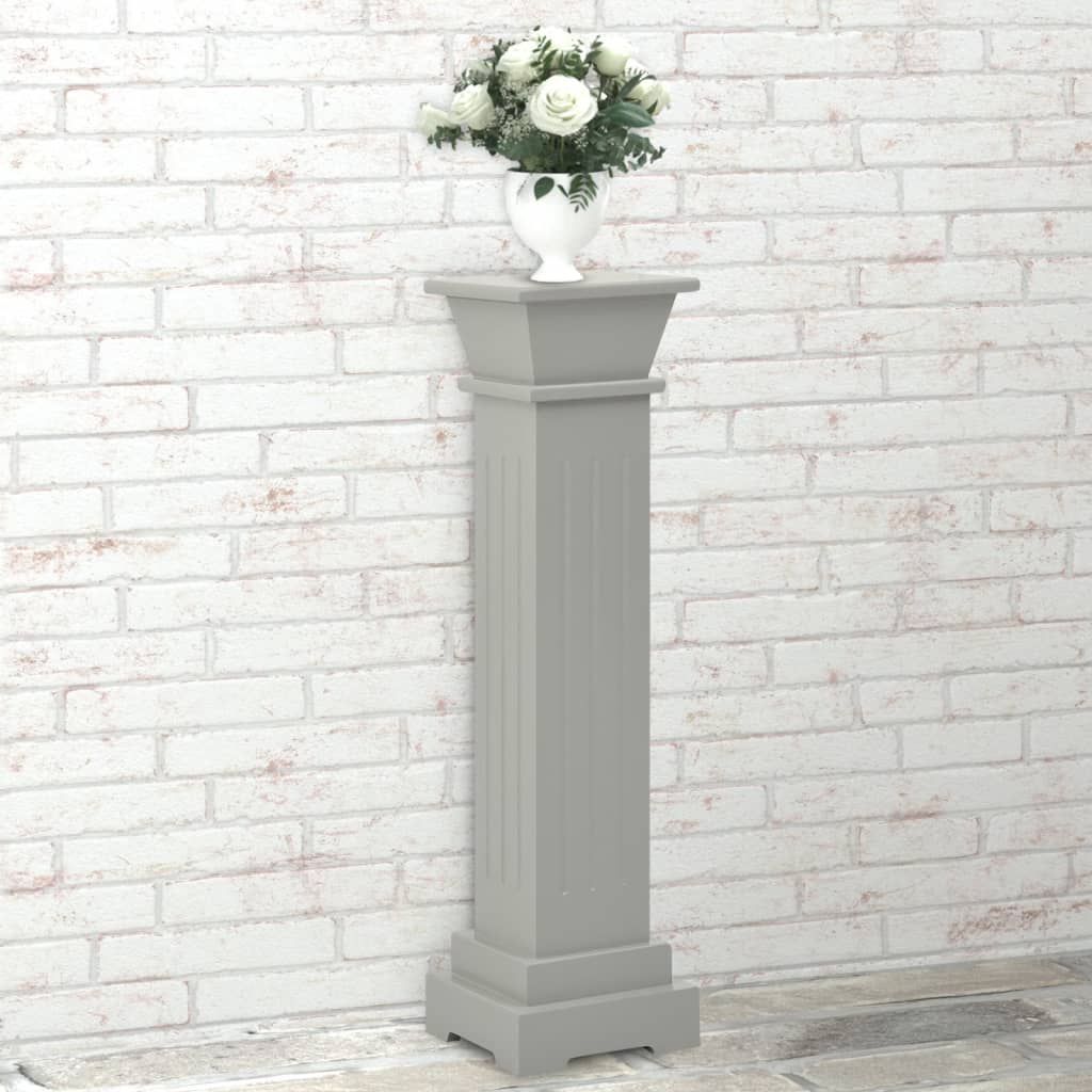 vidaXL Support pilier classique carré pour plantes Gris 17x17x66cm MDF