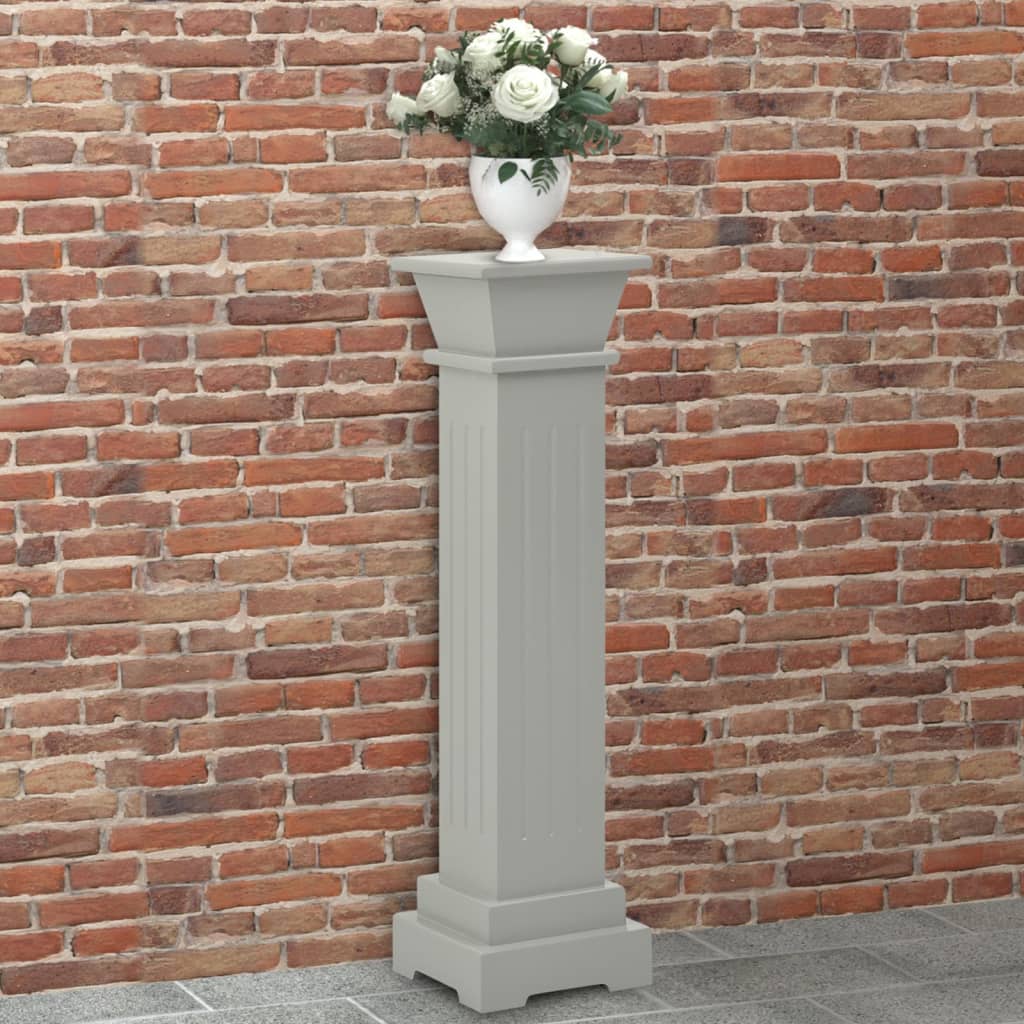 vidaXL Support pilier classique carré pour plantes Gris 17x17x66cm MDF