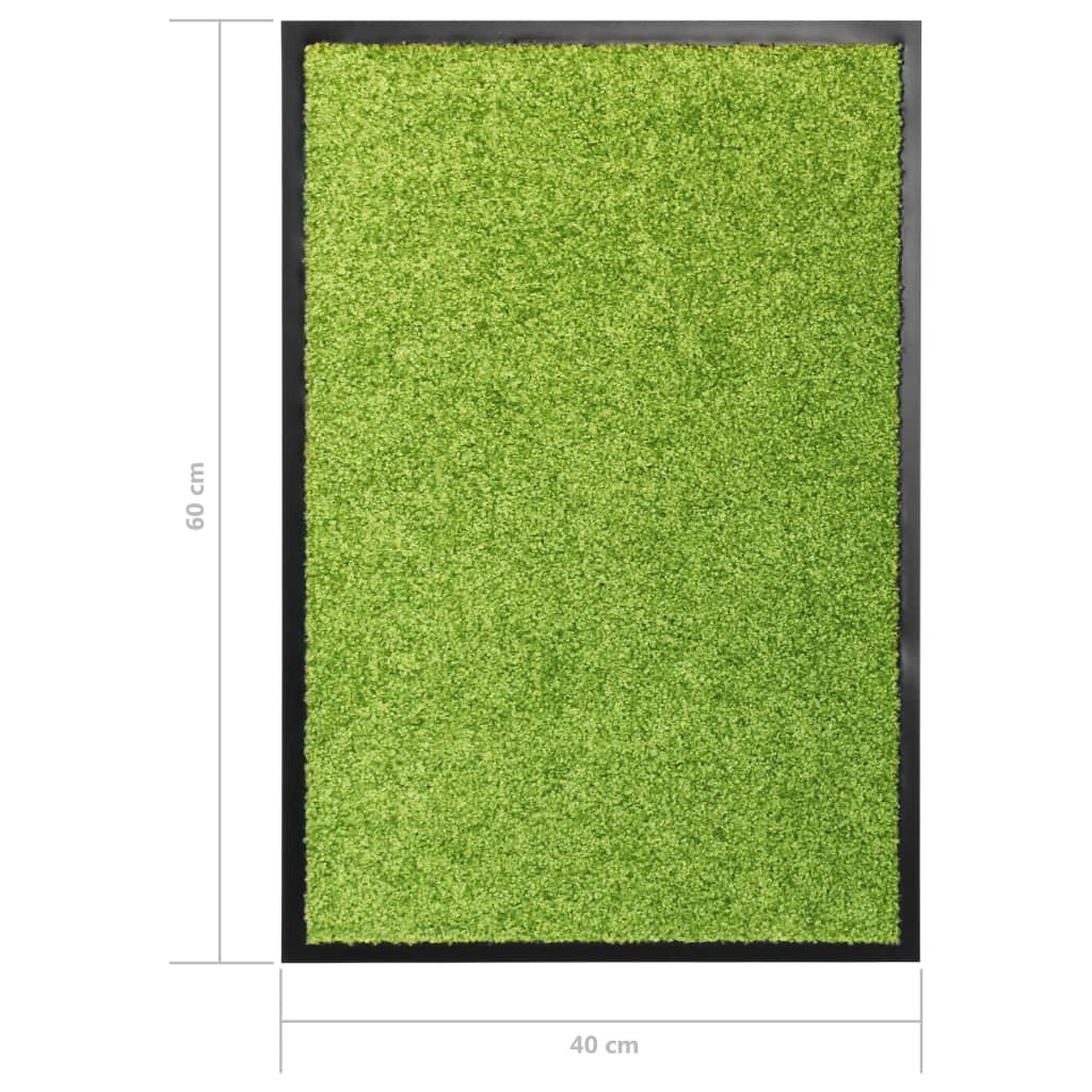 vidaXL Paillasson lavable Vert 40x60 cm