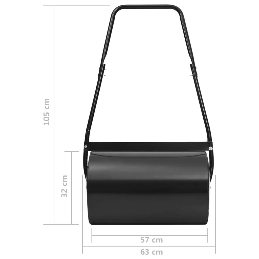 vidaXL Rouleau à gazon Noir 63 cm 50 L