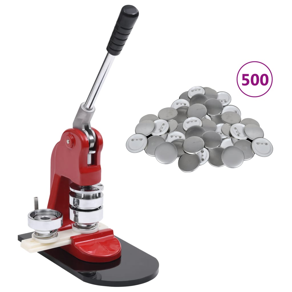 vidaXL Machine à badges avec 500 pièces de bouton à épingle 44 mm