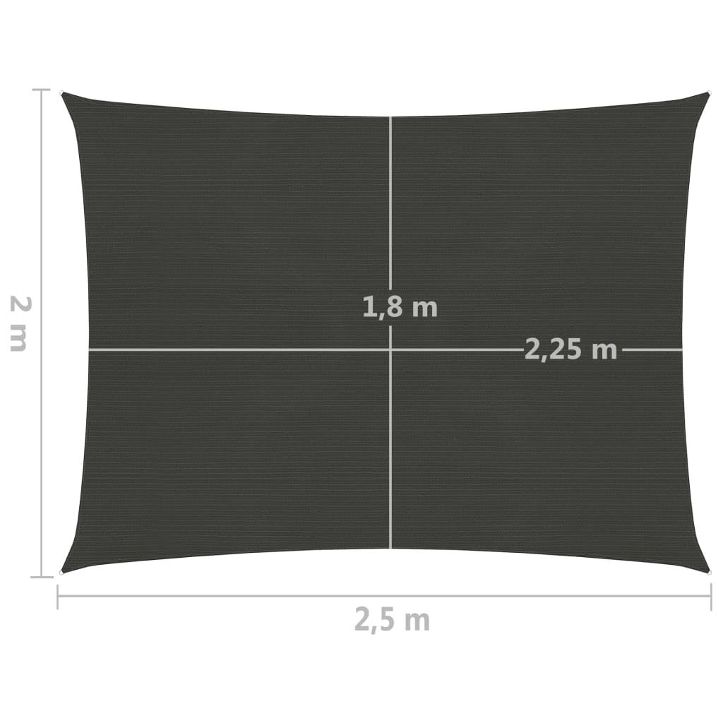 vidaXL Voile d'ombrage 160 g/m² Anthracite 2x2,5 m PEHD