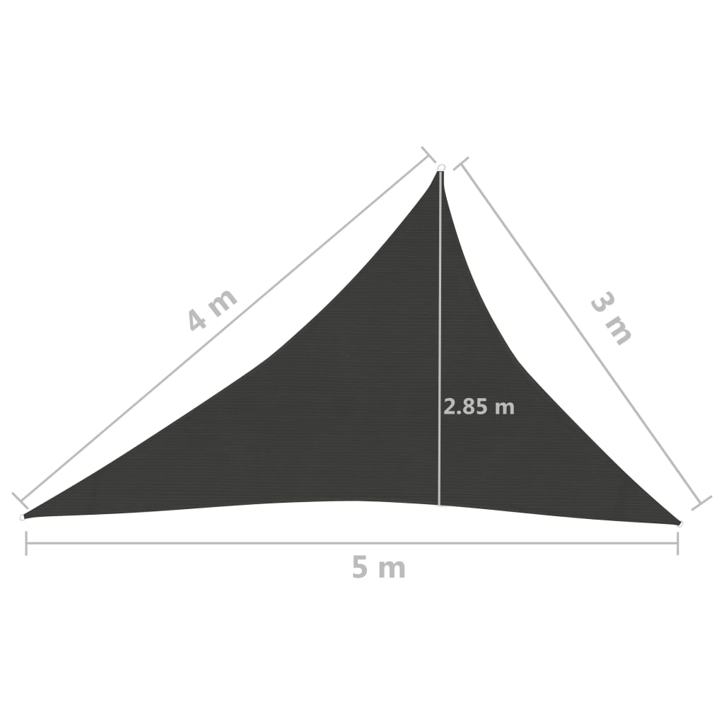vidaXL Voile d'ombrage 160 g/m² Anthracite 3x4x5 m PEHD