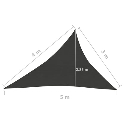 vidaXL Voile d'ombrage 160 g/m² Anthracite 3x4x5 m PEHD