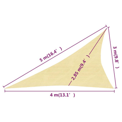 vidaXL Voile d'ombrage 160 g/m² Beige 3x4x5 m PEHD
