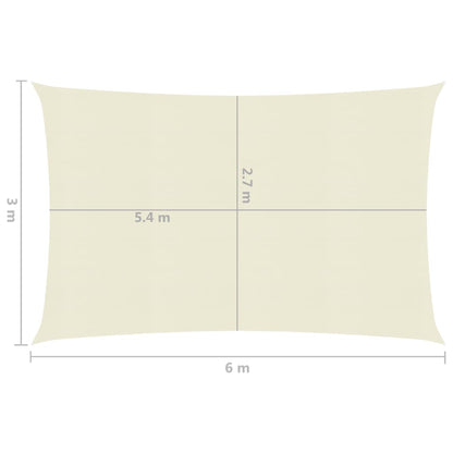 vidaXL Voile d'ombrage 160 g/m² Crème 3x6 m PEHD