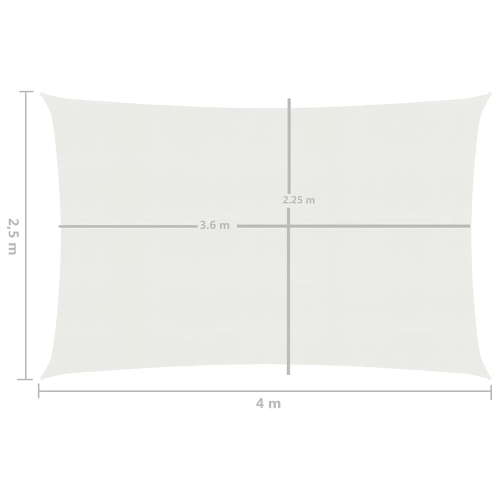 vidaXL Voile d'ombrage 160 g/m² Blanc 2,5x4 m PEHD