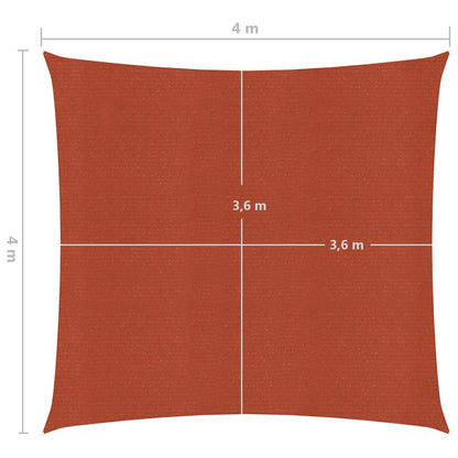 vidaXL Voile d'ombrage 160 g/m² Terre cuite 4x4 m PEHD