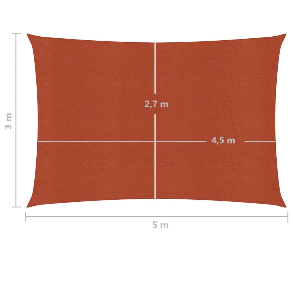 vidaXL Voile d'ombrage 160 g/m² Terre cuite 3x5 m PEHD