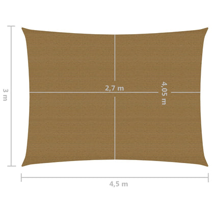vidaXL Voile d'ombrage 160 g/m² Taupe 3x4,5 m PEHD