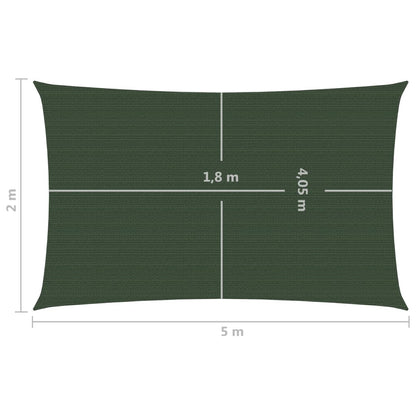 vidaXL Voile d'ombrage 160 g/m² Vert foncé 2x5 m PEHD