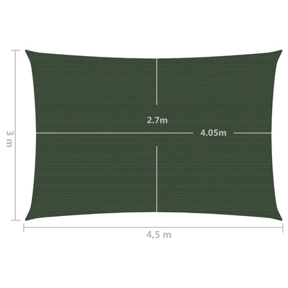 vidaXL Voile d'ombrage 160 g/m² Vert foncé 3x4,5 m PEHD
