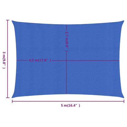 vidaXL Voile d'ombrage 160 g/m² rectangulaire bleu 3x5 m PEHD