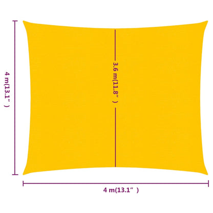 vidaXL Voile d'ombrage 160 g/m² carré jaune 4x4 m PEHD