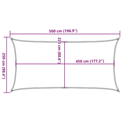 vidaXL Voile d'ombrage 160 g/m² Jaune 2,5x5 m PEHD