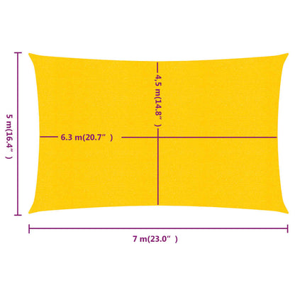 vidaXL Voile d'ombrage 160 g/m² rectangulaire jaune 5x7 m PEHD
