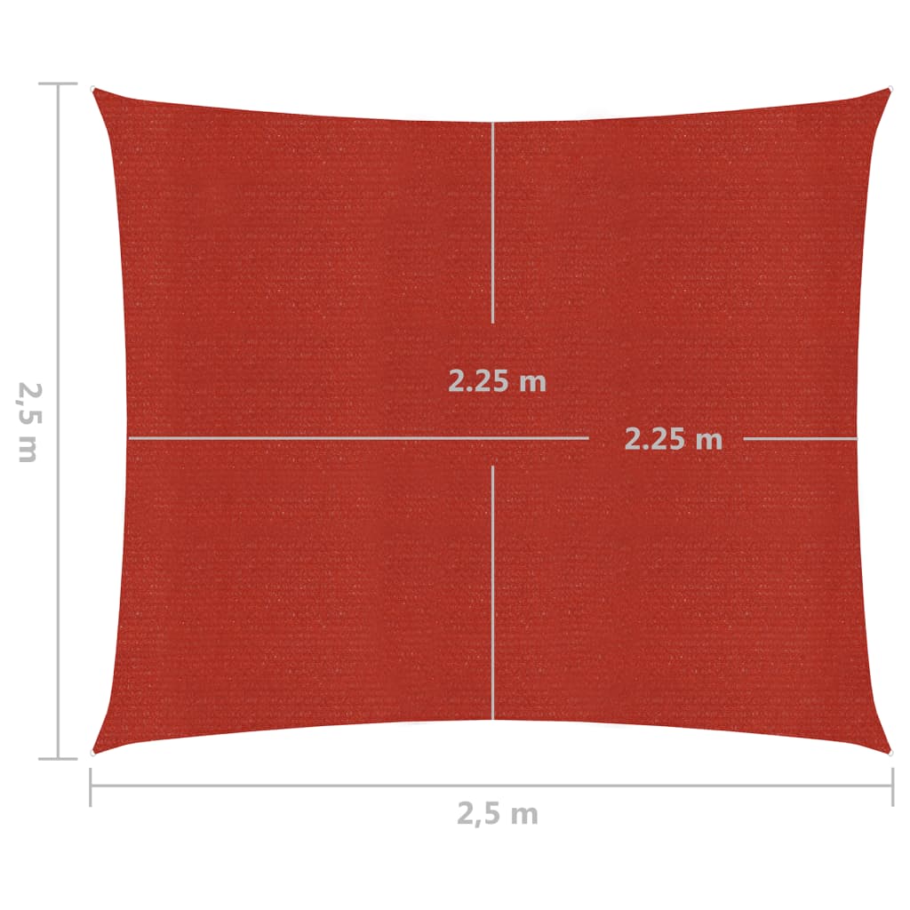vidaXL Voile d'ombrage 160 g/m² Rouge 2,5x2,5 m PEHD