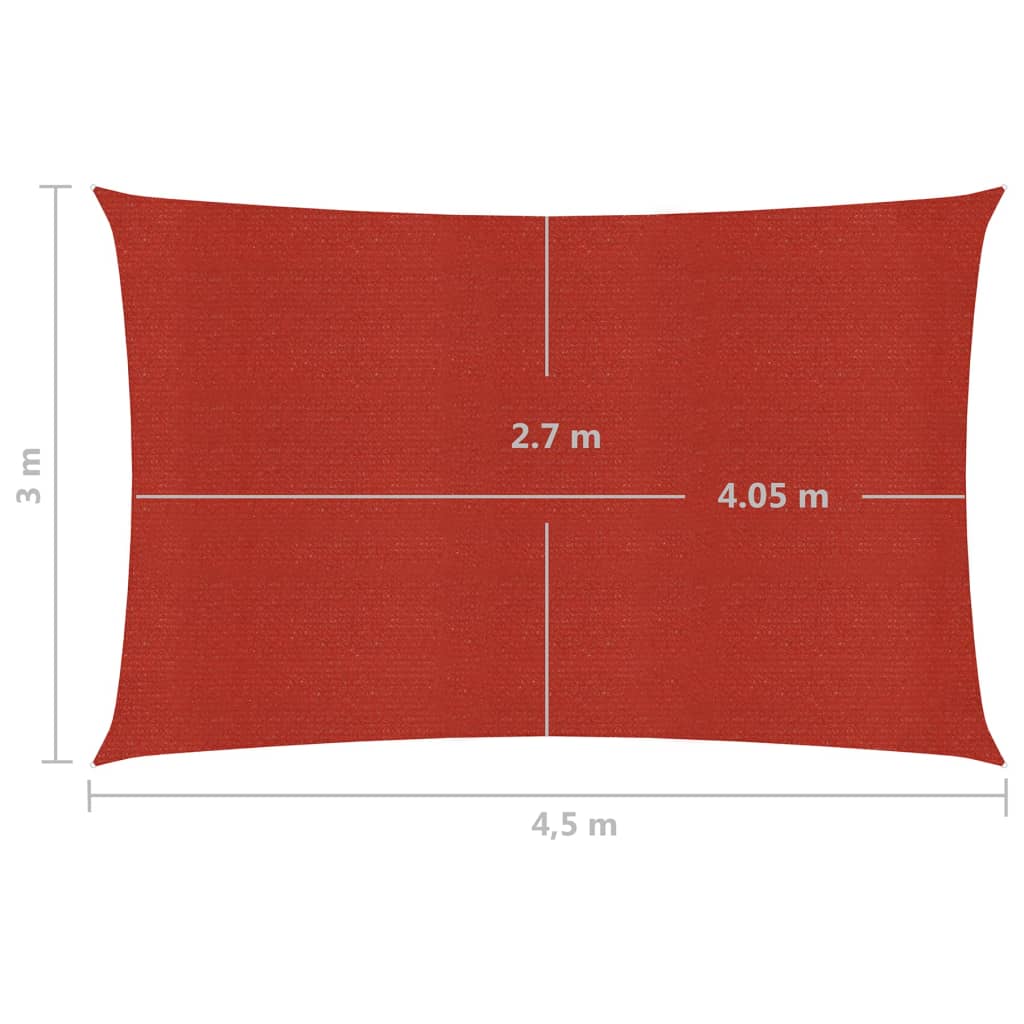 vidaXL Voile d'ombrage 160 g/m² Rouge 3x4,5 m PEHD