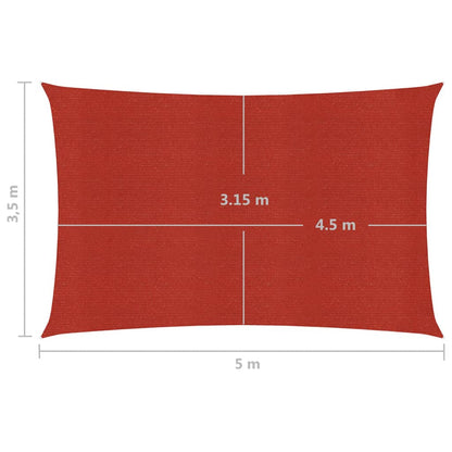 vidaXL Voile d'ombrage 160 g/m² Rouge 3,5x5 m PEHD
