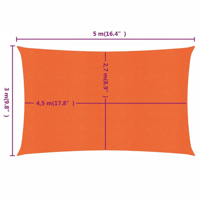 vidaXL Voile d'ombrage 160 g/m² rectangulaire orange 3x5 m PEHD