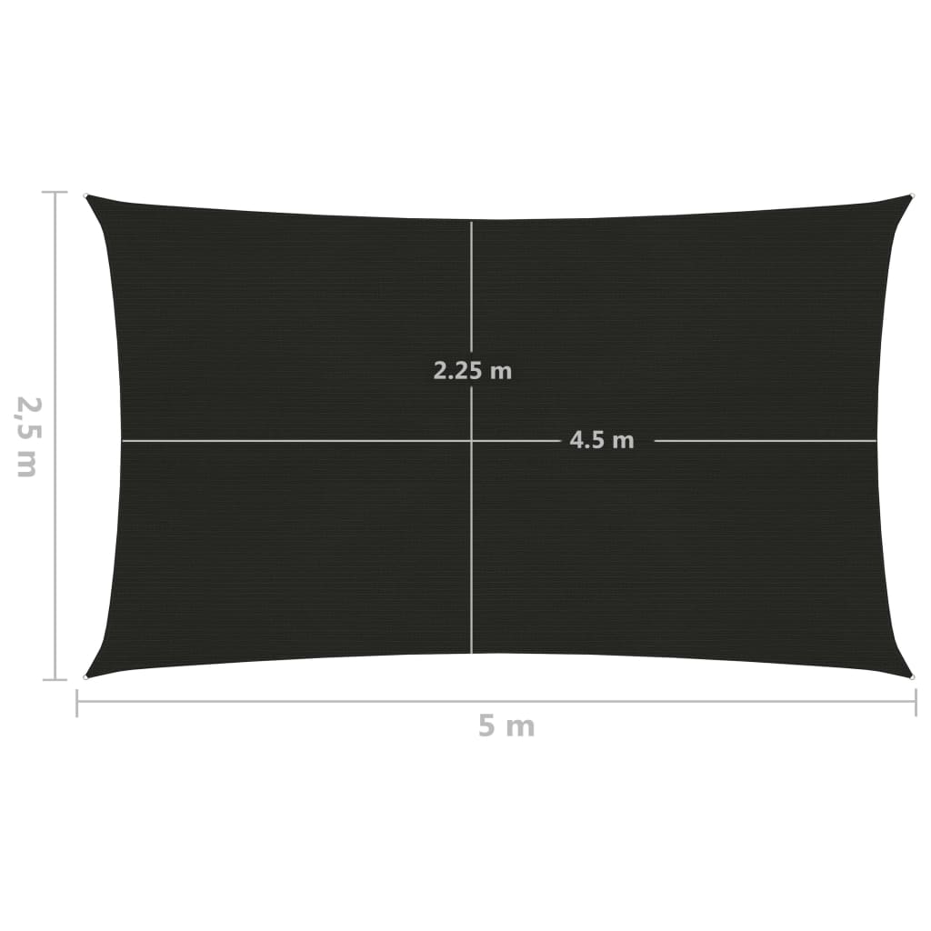vidaXL Voile d'ombrage 160 g/m² Noir 2,5x5 m PEHD
