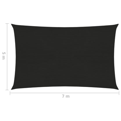 vidaXL Voile d'ombrage 160 g/m² Noir 5x7 m PEHD