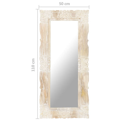 vidaXL Miroir Blanc 110x50 cm Bois de manguier massif