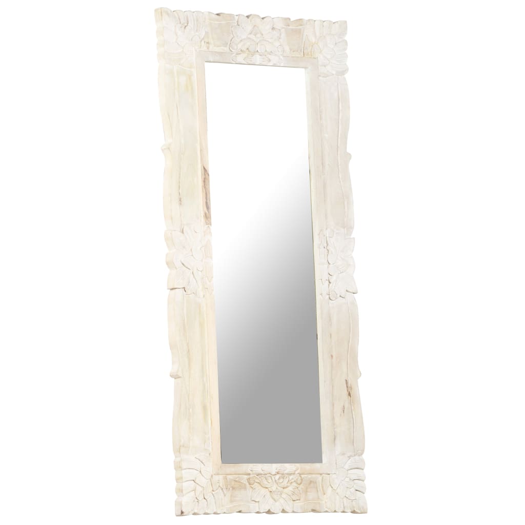 vidaXL Miroir Blanc 110x50 cm Bois de manguier massif