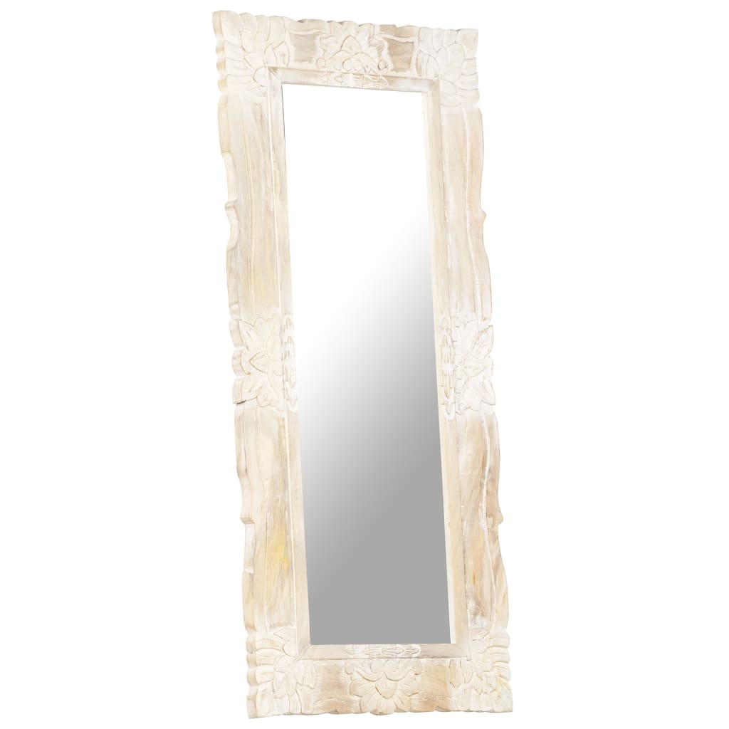 vidaXL Miroir Blanc 110x50 cm Bois de manguier massif
