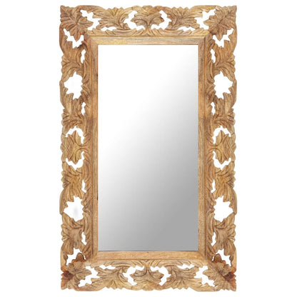 vidaXL Miroir sculpté à la main Marron 80x50cm Bois de manguier massif