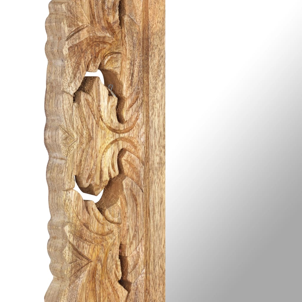 vidaXL Miroir sculpté à la main Marron 80x50cm Bois de manguier massif