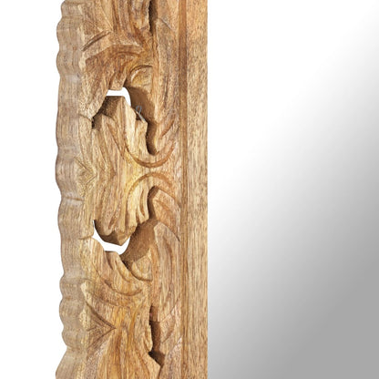 vidaXL Miroir sculpté à la main Marron 80x50cm Bois de manguier massif