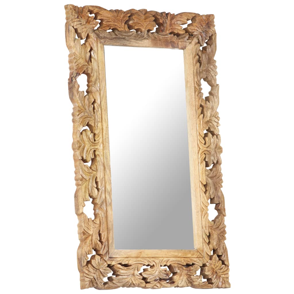 vidaXL Miroir sculpté à la main Marron 80x50cm Bois de manguier massif