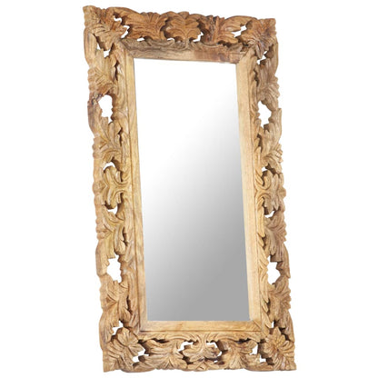 vidaXL Miroir sculpté à la main Marron 80x50cm Bois de manguier massif