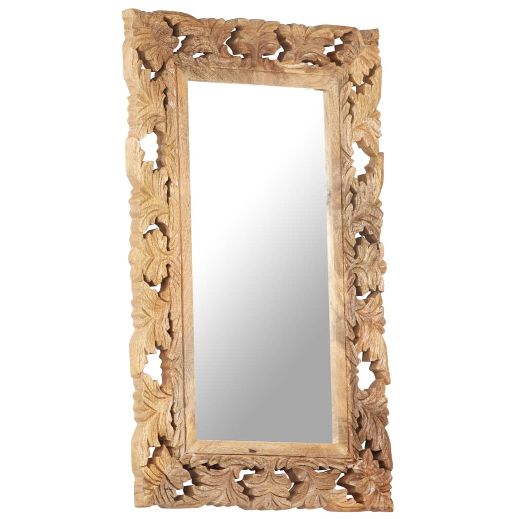 vidaXL Miroir sculpté à la main Marron 80x50cm Bois de manguier massif