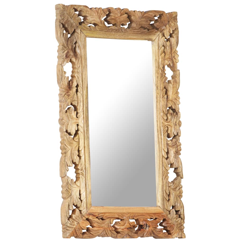 vidaXL Miroir sculpté à la main Marron 80x50cm Bois de manguier massif