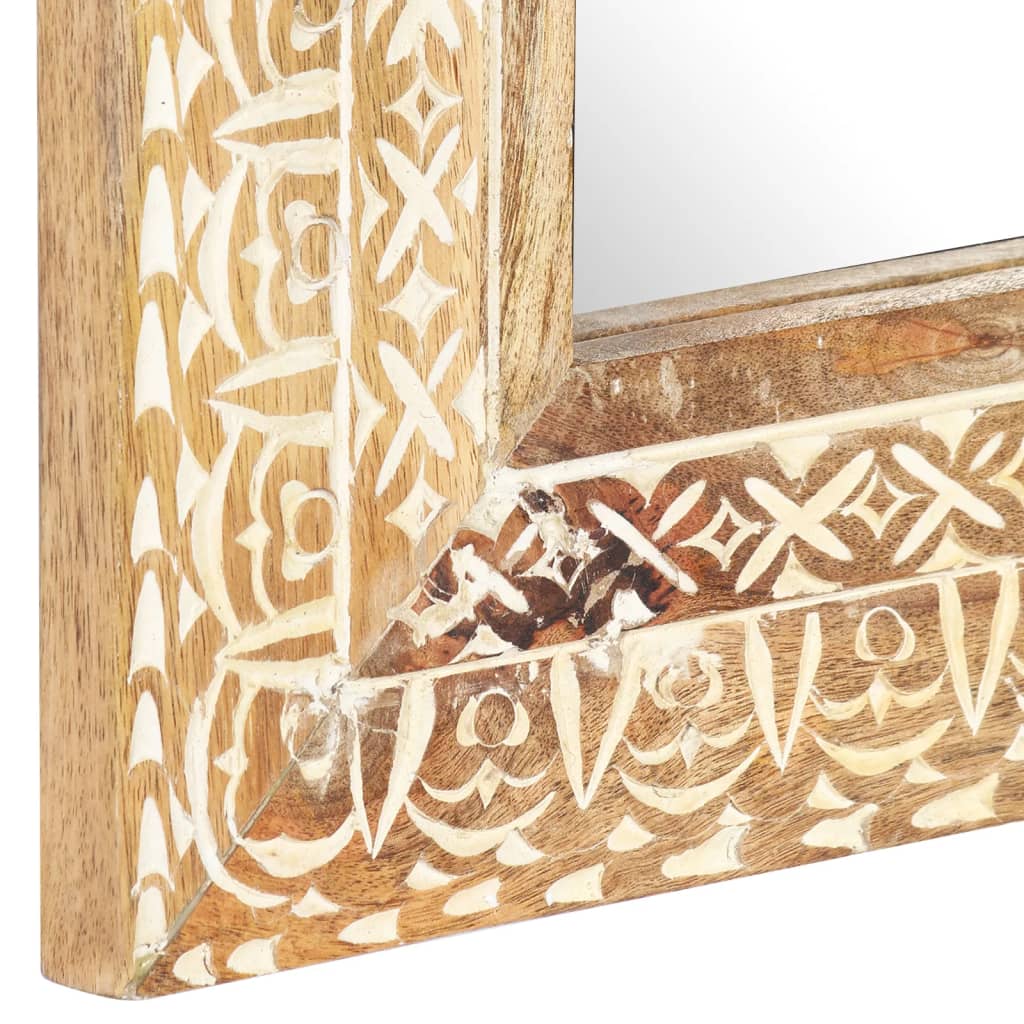 vidaXL Miroir sculpté à la main 110x50x2,6 cm Bois de manguier solide