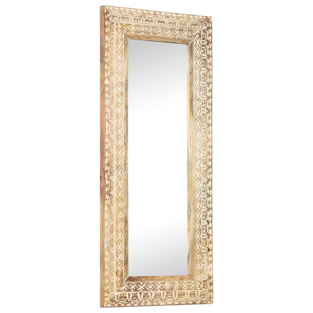 vidaXL Miroir sculpté à la main 110x50x2,6 cm Bois de manguier solide