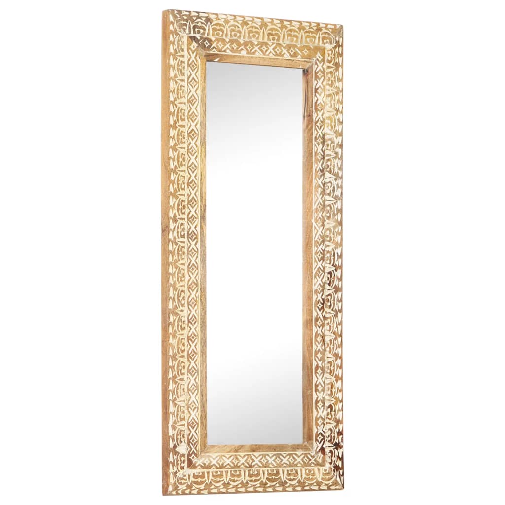 vidaXL Miroir sculpté à la main 110x50x2,6 cm Bois de manguier solide
