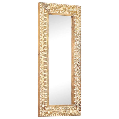 vidaXL Miroir sculpté à la main 110x50x2,6 cm Bois de manguier solide