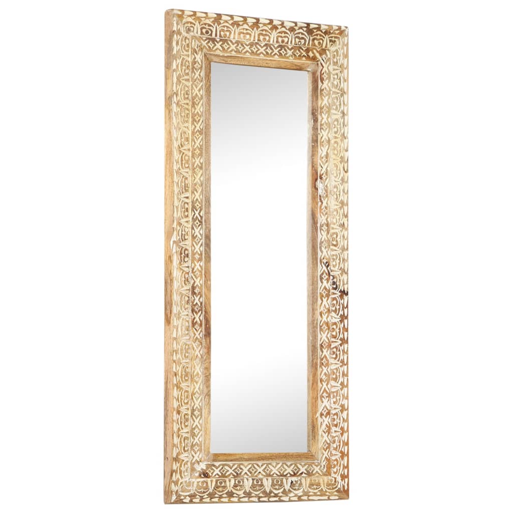 vidaXL Miroir sculpté à la main 110x50x2,6 cm Bois de manguier solide