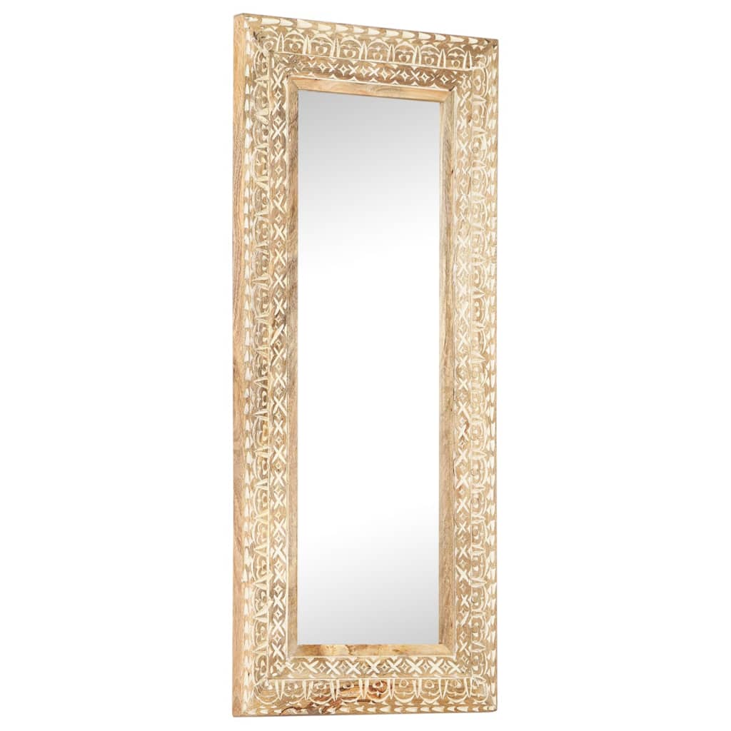 vidaXL Miroir sculpté à la main 110x50x2,6 cm Bois de manguier solide