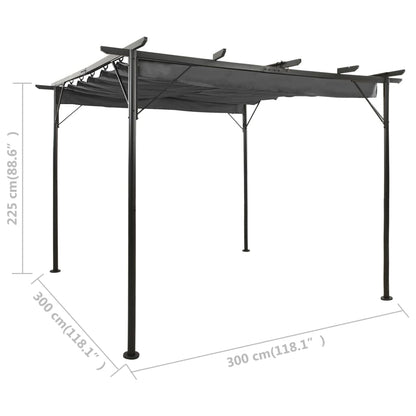 vidaXL Pergola avec toit rétractable anthracite 3x3 m acier 180 g/m²